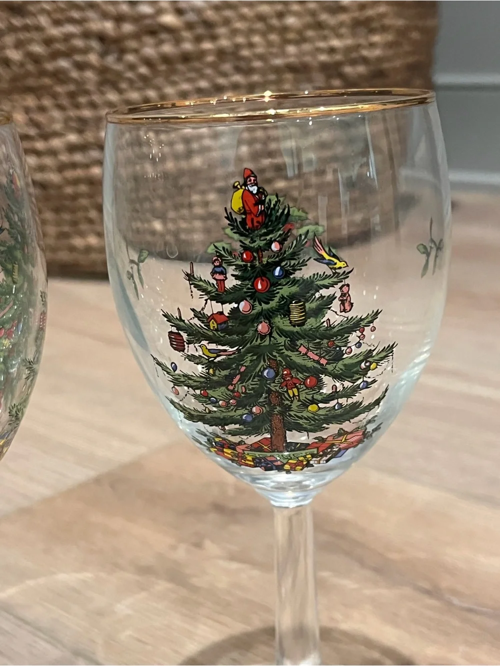 Spode Holiday Christmas Tree Wine Glasses - Set of 4